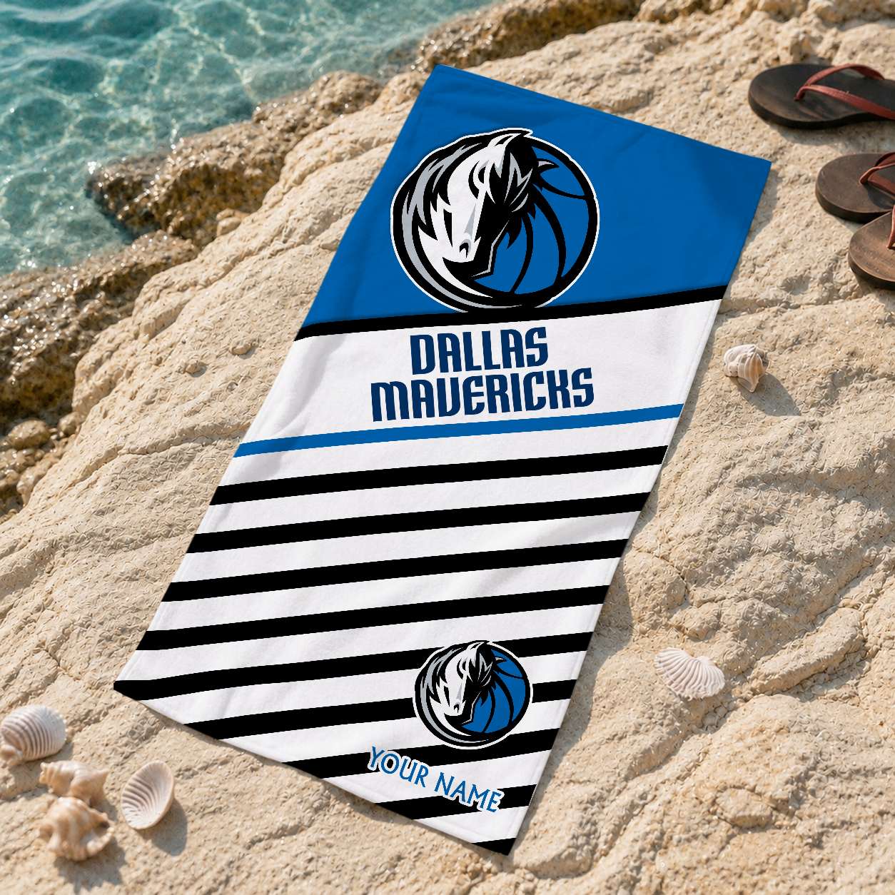 FINAL SALE - NEW CUSTOMIZED NBA18 DMA DALLAS MAVERICKS BEACH TOWEL FOR FAN