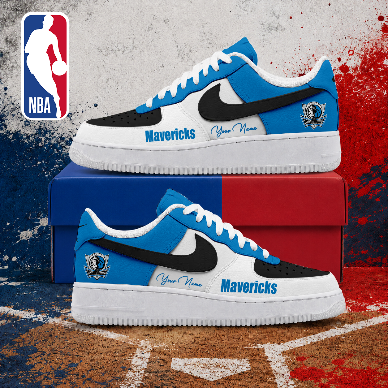 FINAL SALE - NEW CUSTOMIZED NBA18 DMA DALLAS MAVERICKS AF1 SNEAKERS
