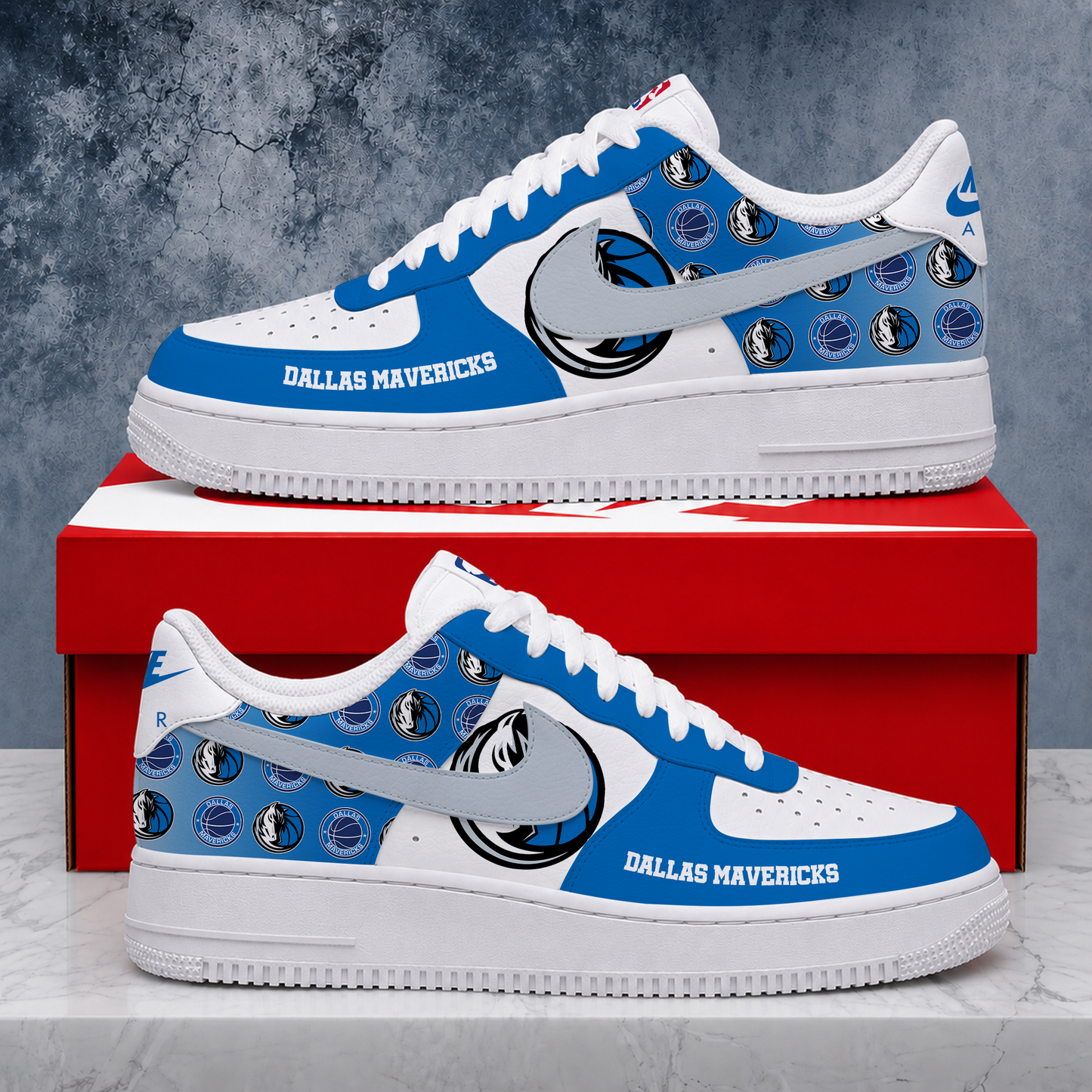 ELITE EDITION - NEW CUSTOMIZED NBA18 DMA DALLAS MAVERICKS AF1 SNEAKERS