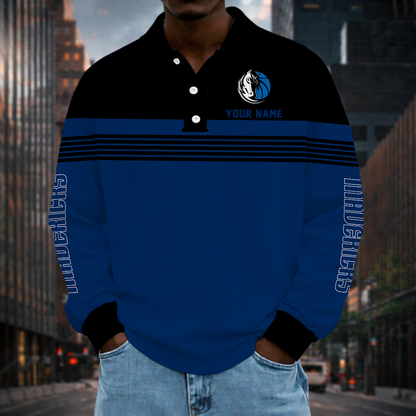 VIRAL EDITION - NEW CUSTOMIZED NBA18 DMA DALLAS MAVERICKS MEN LONG SLEEVE POLO