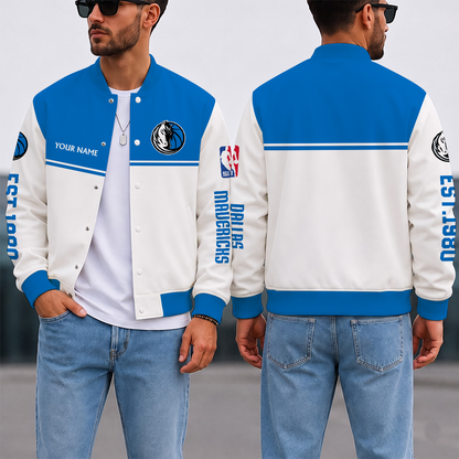 EXCLUSIVE EDITION - NEW CUSTOMIZED NBA18 DMA DALLAS MAVERICKS BASEBALL JACKET, SATIN VARSITY JACKET