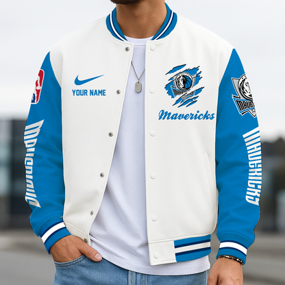 FINAL SALE - NEW CUSTOMIZED NBA18 DMA DL MAVERICKS BASEBALL JACKET, SATIN VARSITY JACKET