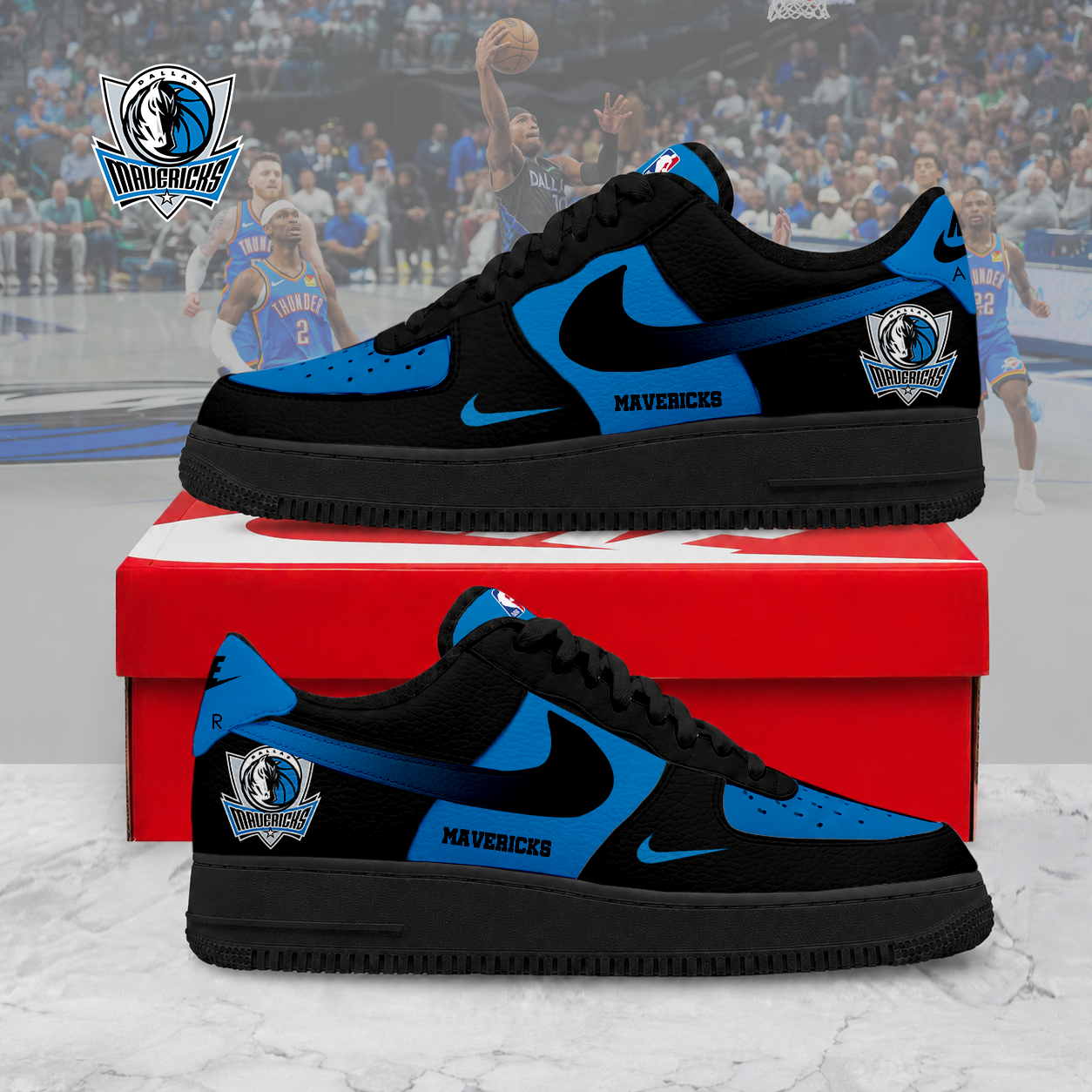 FINAL SALE - NEW CUSTOMIZED NBA18 DMA DALLAS MAVERICKS AF1 SNEAKERS