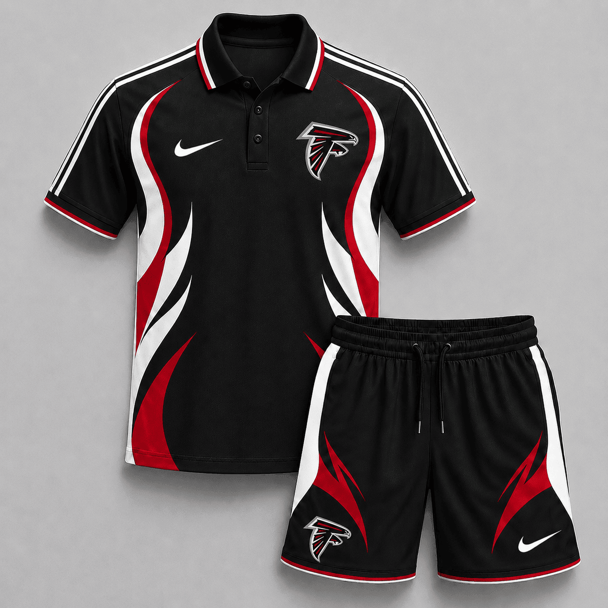EXCLUSIVE EDITION - NEW CUSTOMIZED | NFL18 ATF ATLANTA FALCONS POLO SHIRT & SHORT PANTS SET