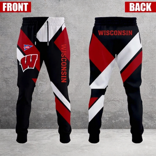 SPECIAL EDITION - NEW CUSTOMIZED NCAA FBS18 WSB WISCONSIN BADGERS SWEATPANTS