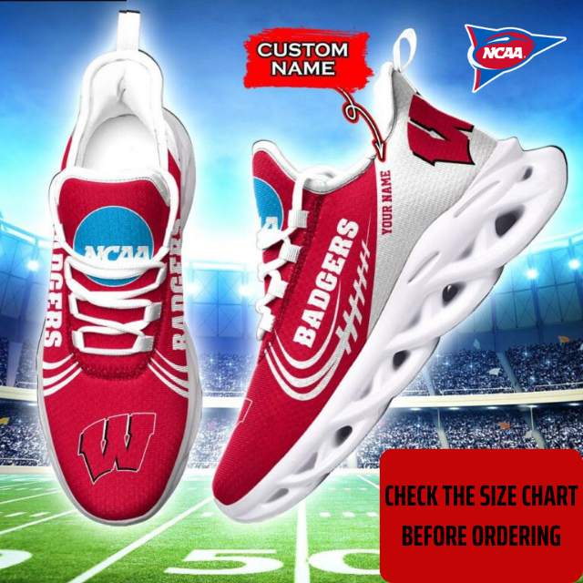 FLASH SALE - NEW CUSTOMIZED NCAA FBS18 WSB WISCONSIN BADGERS CLUNKY SNEAKERS