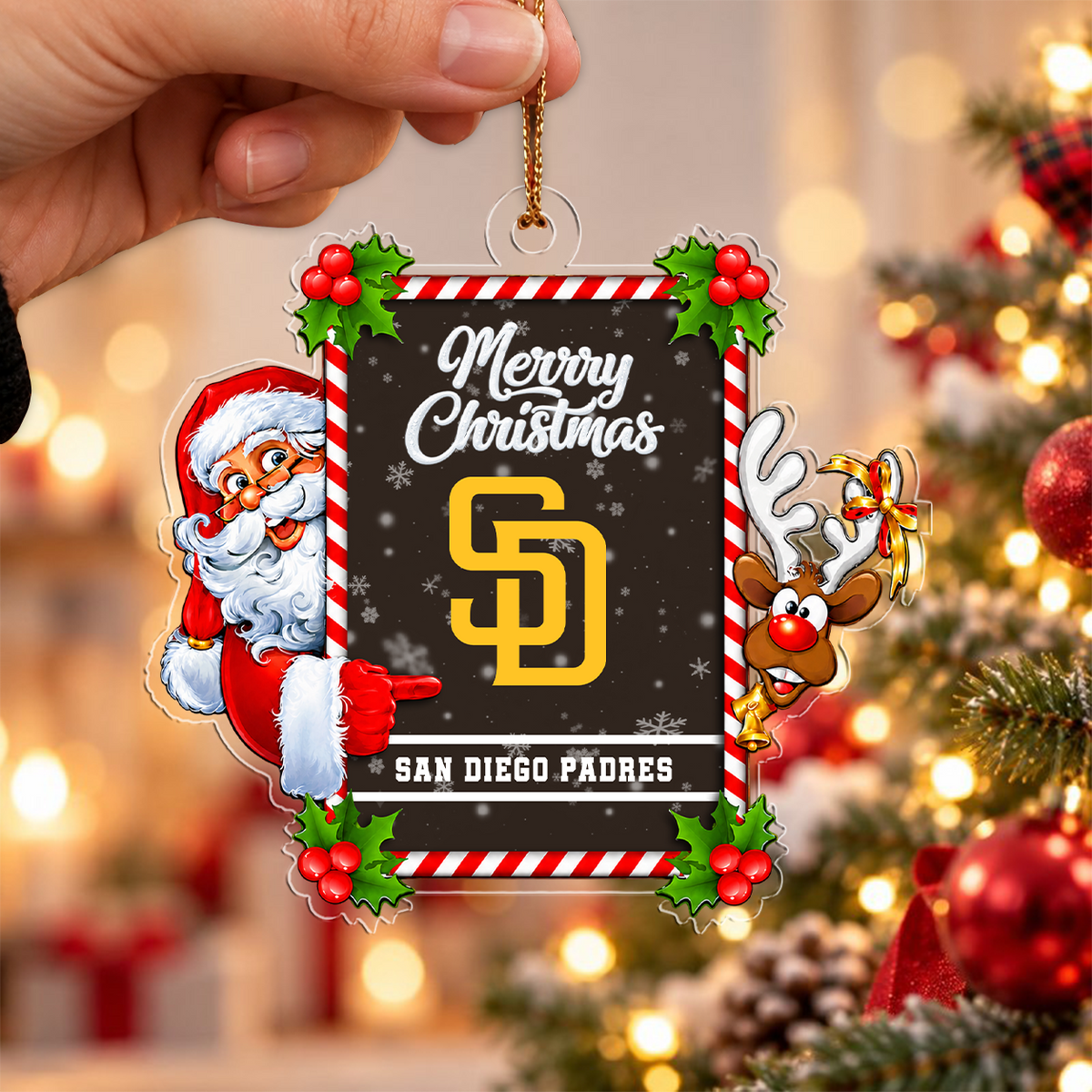VIRAL EDITION - NEW CUSTOMIZED MLB18 SDP SAN DIEGO PADRES CHRISTMAS ACRYLIC ORNAMENT