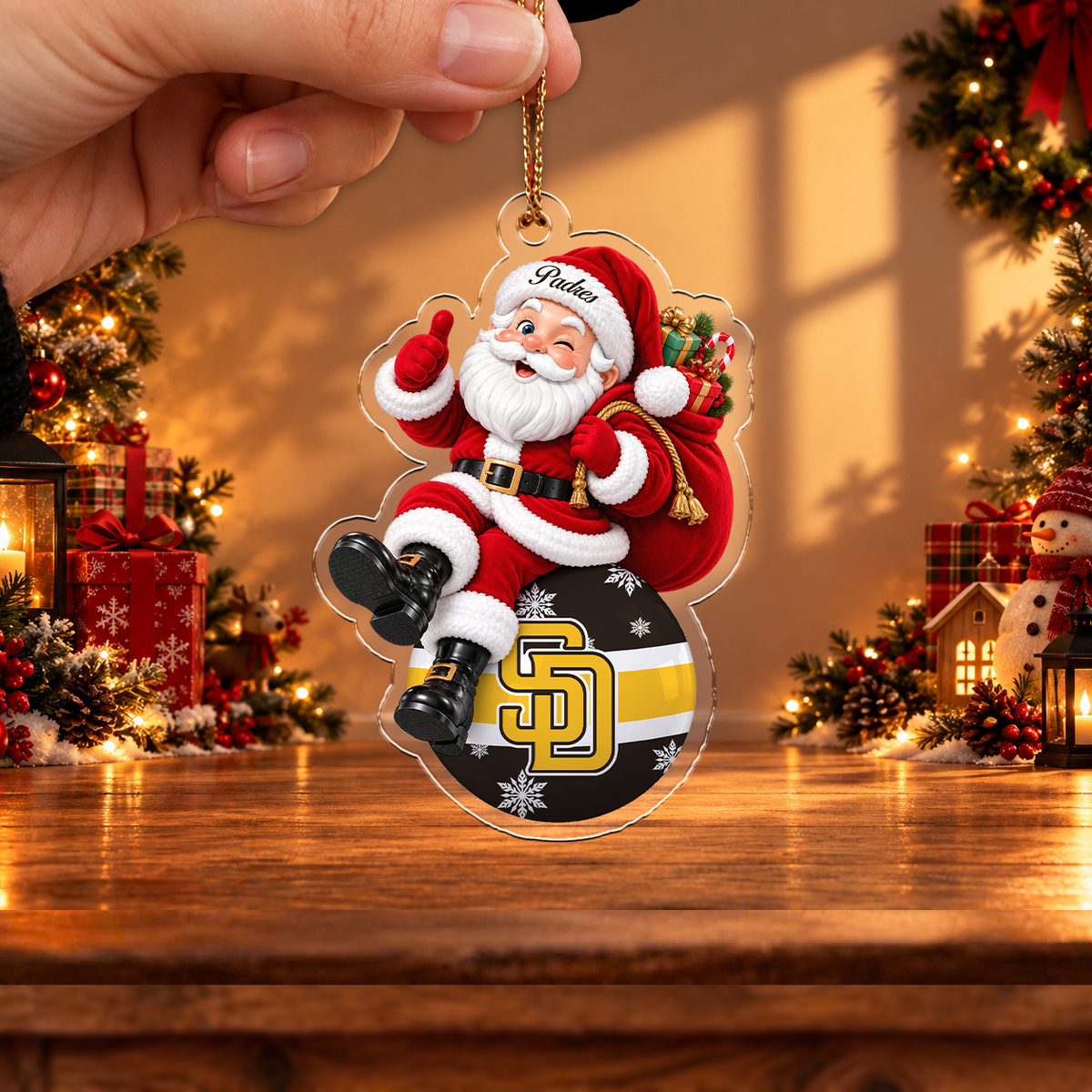 FLASH SALE - NEW CUSTOMIZED MLB18 SDP SAN DIEGO PADRES CHRISTMAS ACRYLIC ORNAMENT