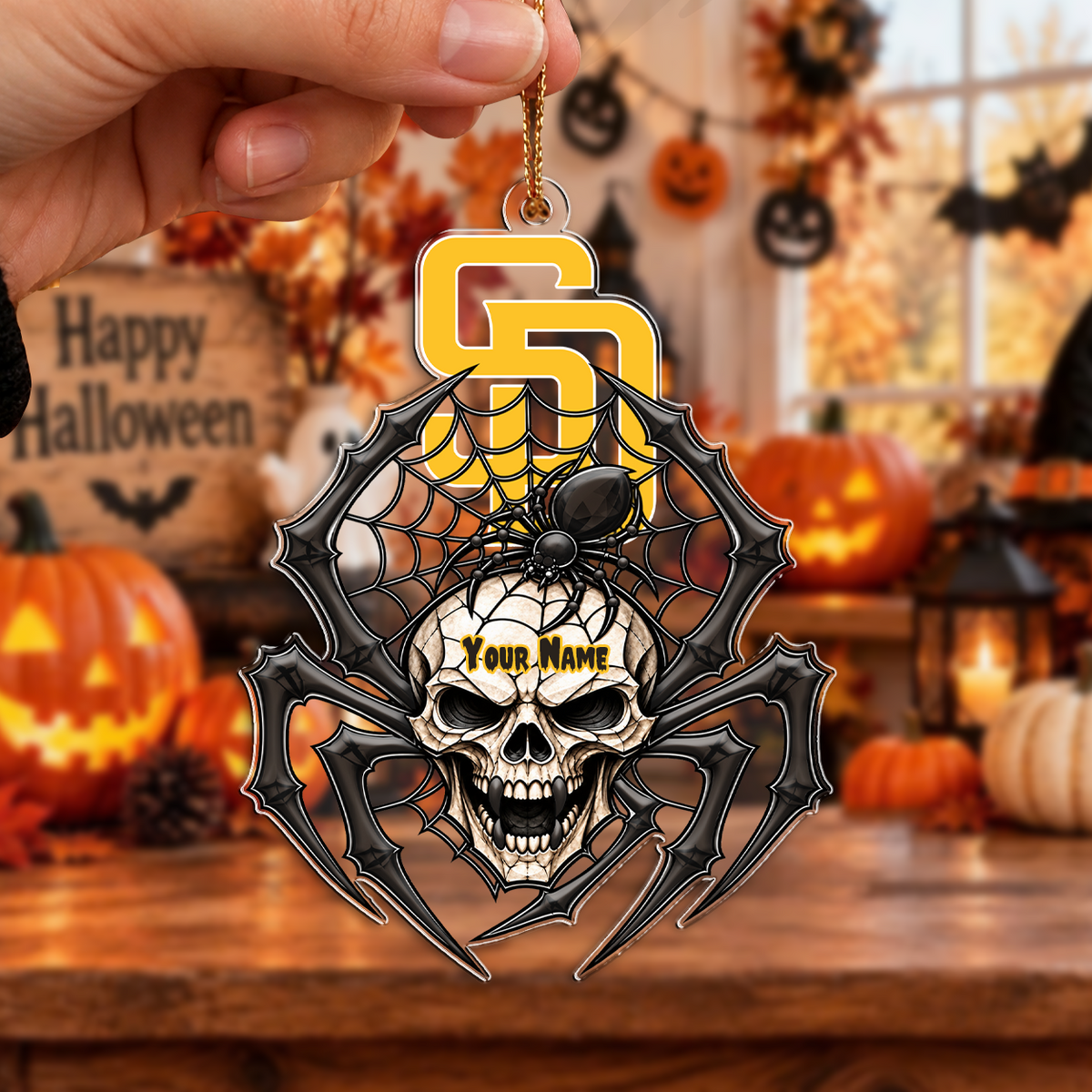 FINAL SALE - NEW CUSTOMIZED MLB18 SDP SAN DIEGO PADRES HALLOWEEN ACRYLIC ORNAMENT