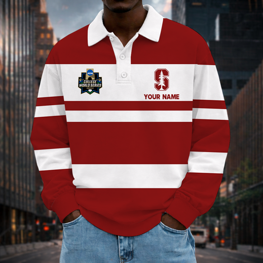 MEGA SALE - NEW CUSTOMIZED CWS NCAA18 STC ST CARDINAL UNISEX LONG SLEEVE POLO