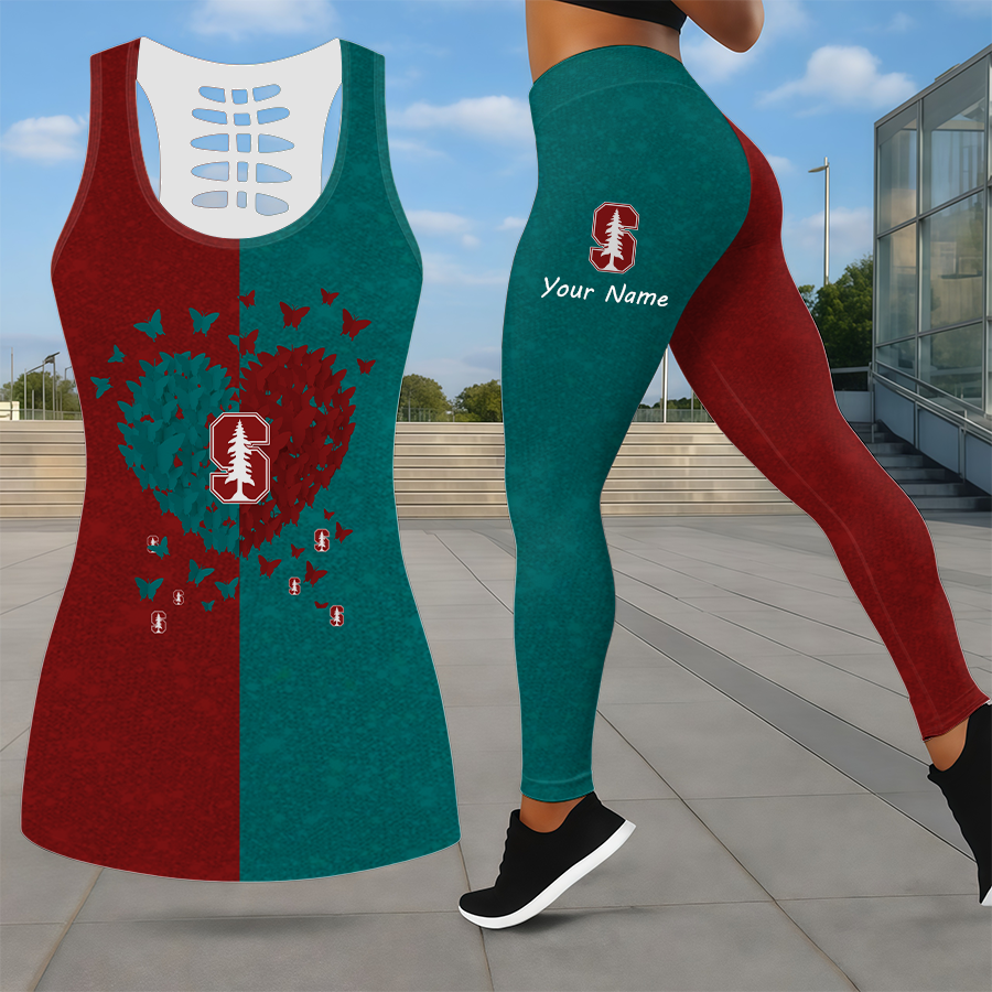 LIMITED EDITION - NEW CUSTOMIZED NCAA CWS18 STC STANFORD CARDINAL LEGGINGS & HOLLOW TANK TOP SET