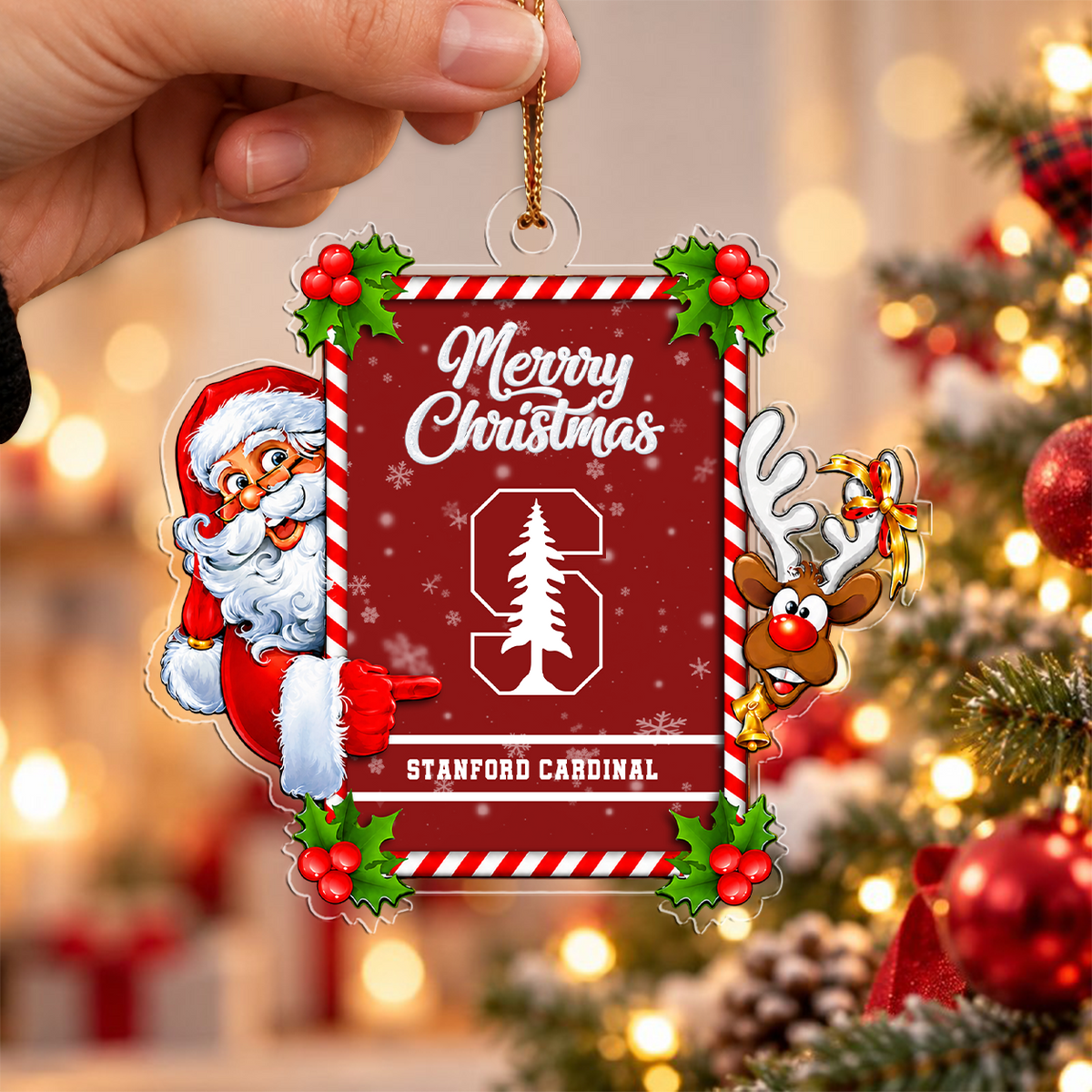 VIRAL EDITION - NEW CUSTOMIZED NCAA CWS18 STC STANFORD CARDINAL CHRISTMAS ACRYLIC ORNAMENT