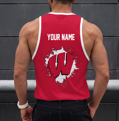 SPECIAL EDITION - NEW CUSTOMIZED NCAA FBS18 WSB WISCONSIN BADGERS UNISEX TANK TOP