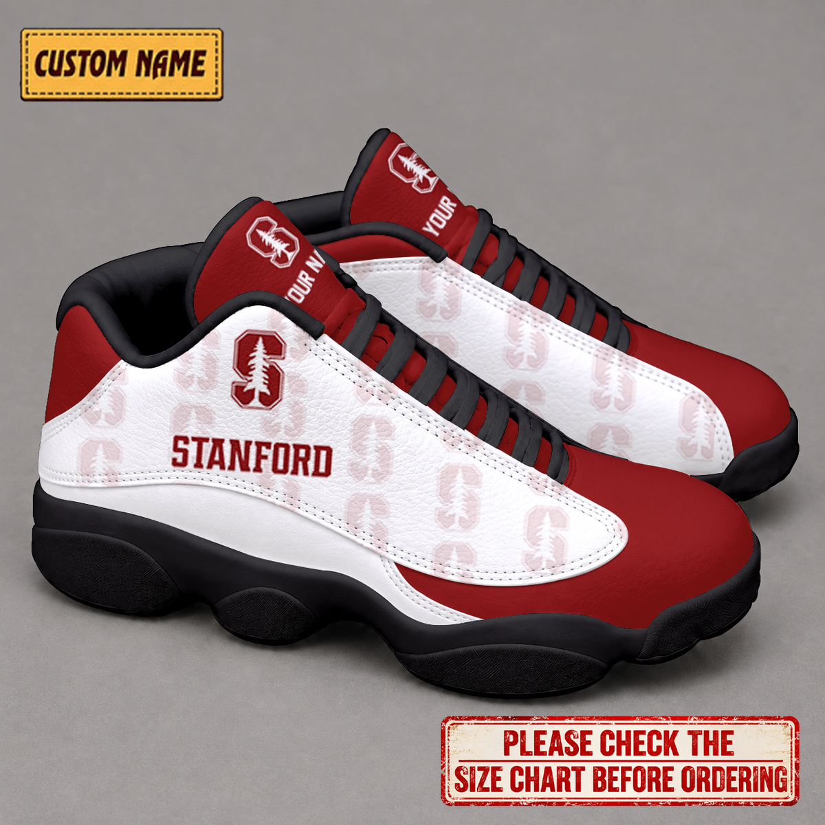 LIMITED EDITION - NEW CUSTOMIZED NCAA CWS18 STC STANFORD CARDINAL AIR JORDAN 13 LOW TOP SNEAKER