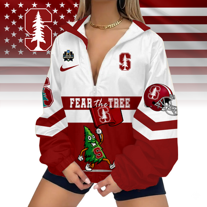LIMITED EDITION - NEW CUSTOMIZED CWS NCAA18 STC ST CARDINAL V-NECK ZIPPER SWEATSHIRT JACKET