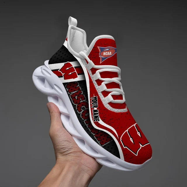 HOT DEAL - NEW CUSTOMIZED NCAA FBS18 WSB WISCONSIN BADGERS CLUNKY SNEAKERS
