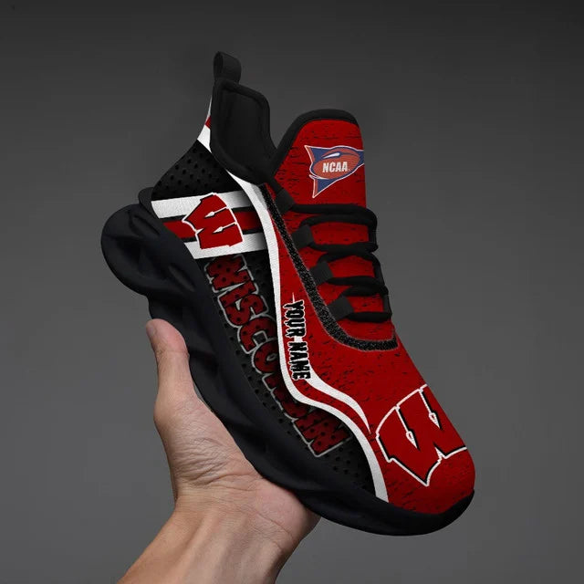 HOT DEAL - NEW CUSTOMIZED NCAA FBS18 WSB WISCONSIN BADGERS CLUNKY SNEAKERS