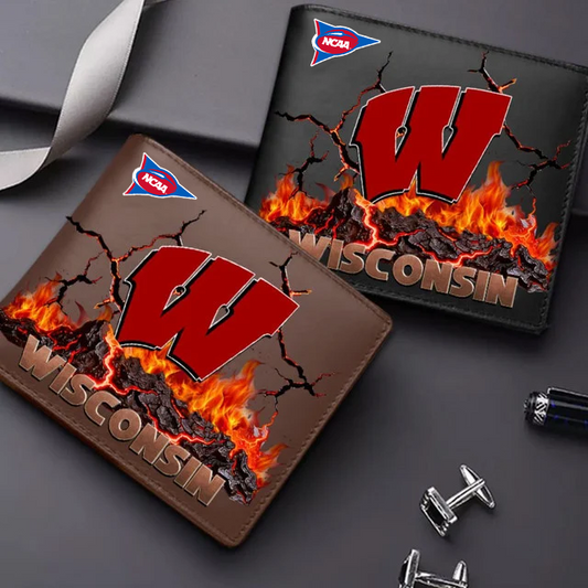 LIMITED EDITION - NEW CUSTOMIZED FBS NCAA18 WSB WS BADGERS LEATHER WALLET