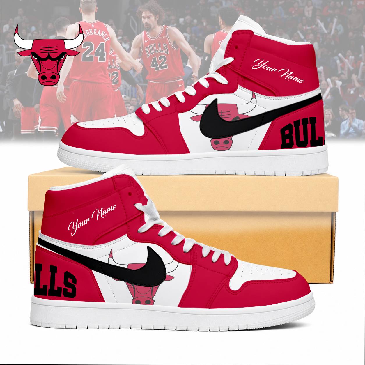 FINAL SALE - NEW CUSTOMIZED NBA19 CBU CHICAGO BULLS AIR JORDAN SNEAKERS
