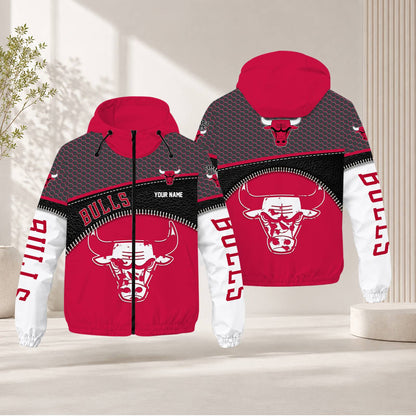FLASH SALE - NEW CUSTOMIZED NBA19 CBU CHICAGO BULLS WINDBREAKER JACKET