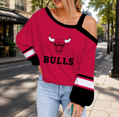 FINAL SALE - NEW CUSTOMIZED NBA19 CBU CHICAGO BULLS DROP SHOULDER SWEATSHIRT