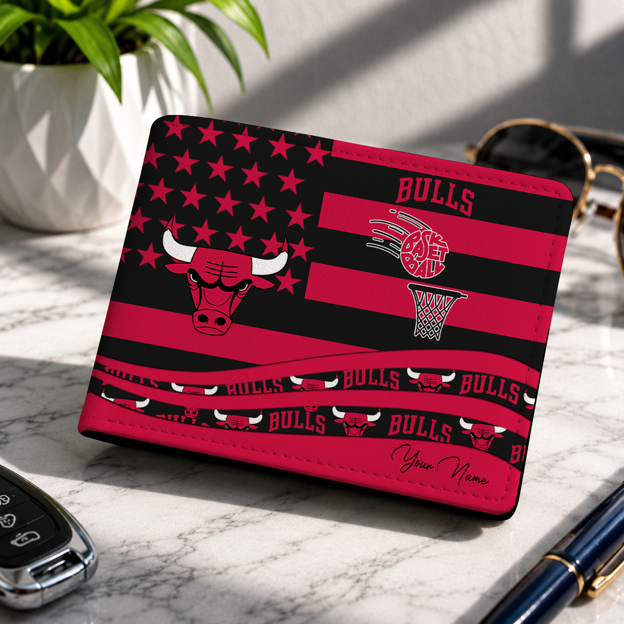 FINAL SALE - NEW CUSTOMIZED NBA19 CBU CHICAGO BULLS LEATHER WALLET
