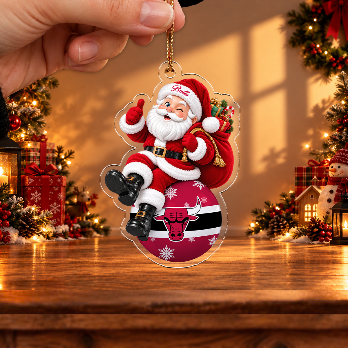 VIRAL EDITION - NEW CUSTOMIZED NBA19 CBU CHICAGO BULLS CHRISTMAS ACRYLIC ORNAMENT