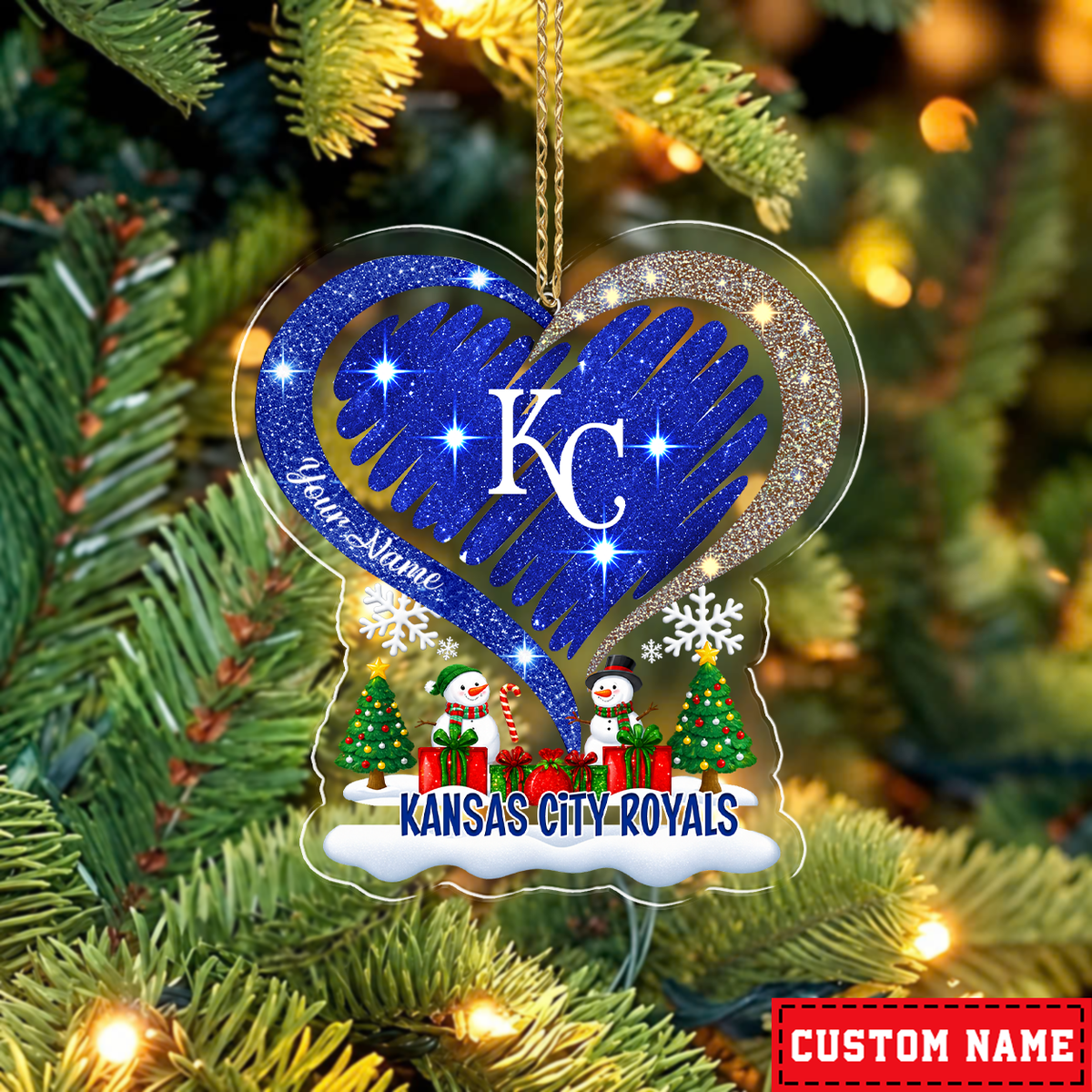 FINAL SALE - NEW CUSTOMIZED MLB19 KCR KANSAS CITY ROYALS CHRISTMAS ACRYLIC ORNAMENT