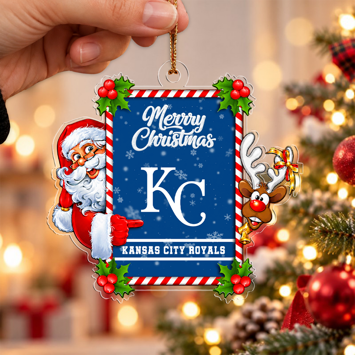 VIRAL EDITION - NEW CUSTOMIZED MLB19 KCR KANSAS CITY ROYALS CHRISTMAS ACRYLIC ORNAMENT
