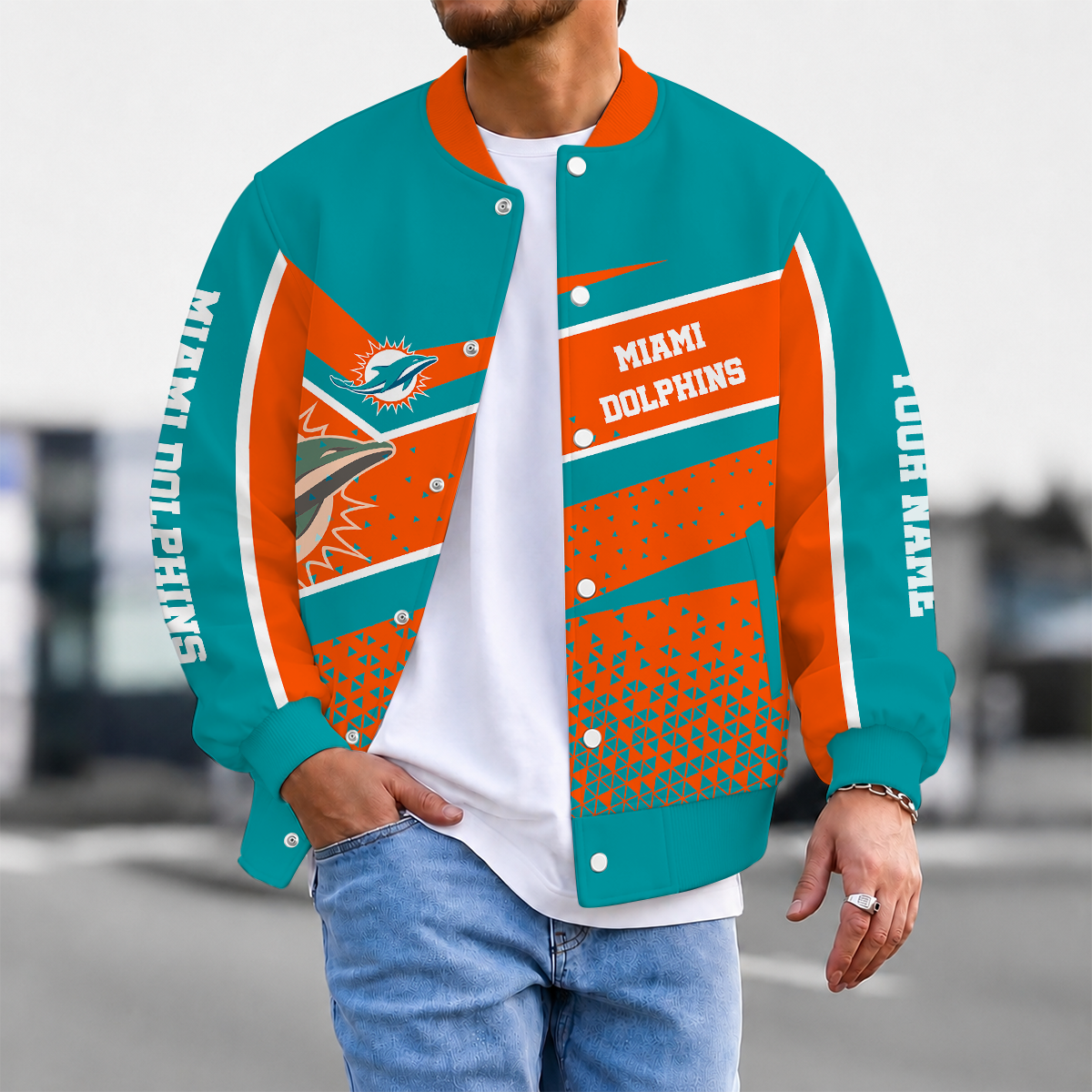 LIMITED EDITION - NEW CUSTOMIZED NFL19 MDP MIAMI DOLPHINS SATIN VARSITY & BASEBALL JACKET