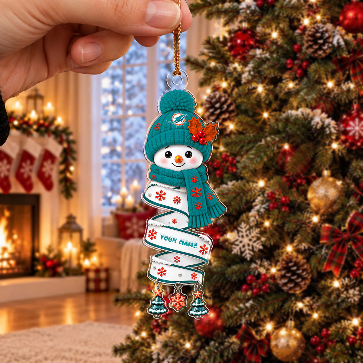 FINAL SALE - NEW CUSTOMIZED NFL19 MDP MIAMI DOLPHINS CHRISTMAS ACRYLIC ORNAMENT