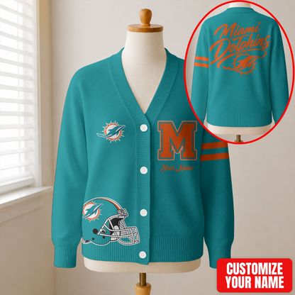 EXCLUSIVE EDITION - NEW CUSTOMIZED NFL19 MDP MIAMI DOLPHINS CARDIGAN