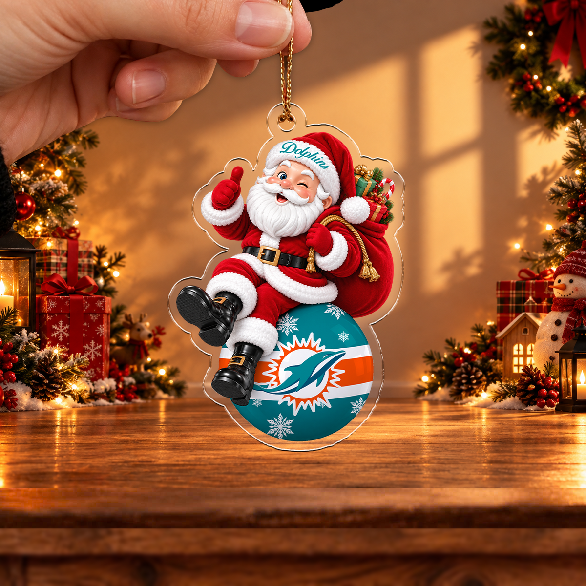VIRAL EDITION - NEW CUSTOMIZED NFL19 MDP MIAMI DOLPHINS CHRISTMAS ACRYLIC ORNAMENT