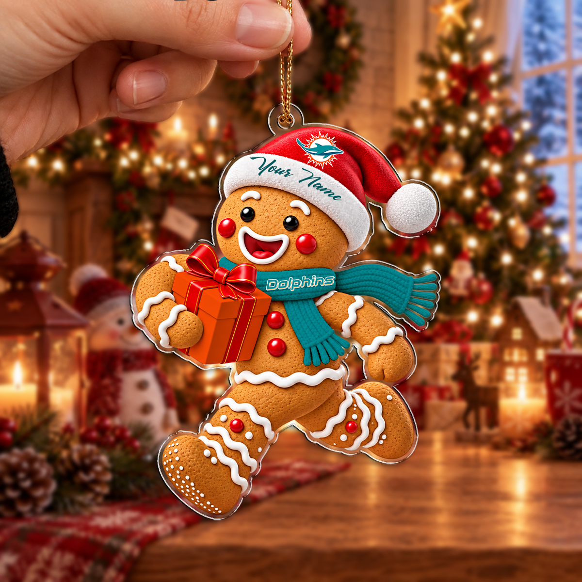 FINAL SALE - NEW CUSTOMIZED NFL19 MDP MIAMI DOLPHINS CHRISTMAS ACRYLIC ORNAMENT