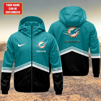 LIMITED EDITION - NEW CUSTOMIZED NFL19 MDP MIAMI DOLPHINS UNISEX WINDBREAKER JACKET