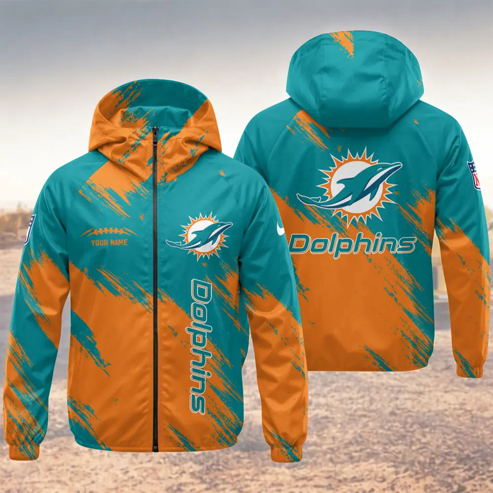 LIMITED EDITION - NEW CUSTOMIZED NFL19 MDP MIAMI DOLPHINS WINDBREAKER JACKET