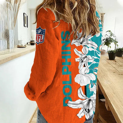[SPECIAL OFFER] NEW CUSTOMIZED NFL19 MDP MIAMI DOLPHINS WOMEN CASUAL SHIRT FOR FAN
