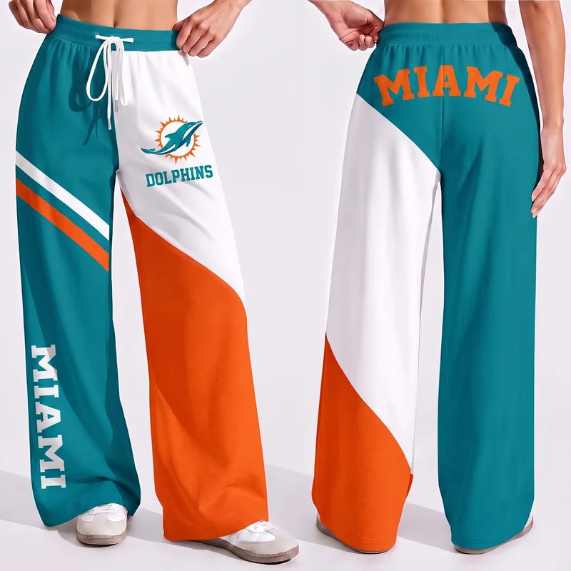 LIMITED EDITION - NEW CUSTOMIZED NFL19 MDP MIAMI DOLPHINS WOMEN'S WIDE LEG PANTS