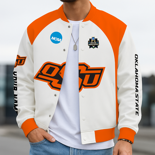 LIMITED DROP - NEW CUSTOMIZED|NCAA CWS19 OSC OS COWBOYS BASEBALL JACKET, SATIN VARSITY JACKET