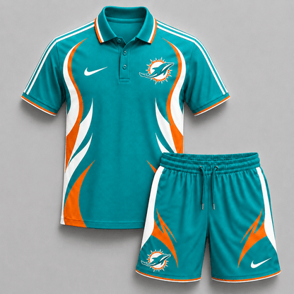 EXCLUSIVE EDITION - NEW CUSTOMIZED | NFL19 MDP MIAMI DOLPHINS POLO SHIRT & SHORT PANTS SET