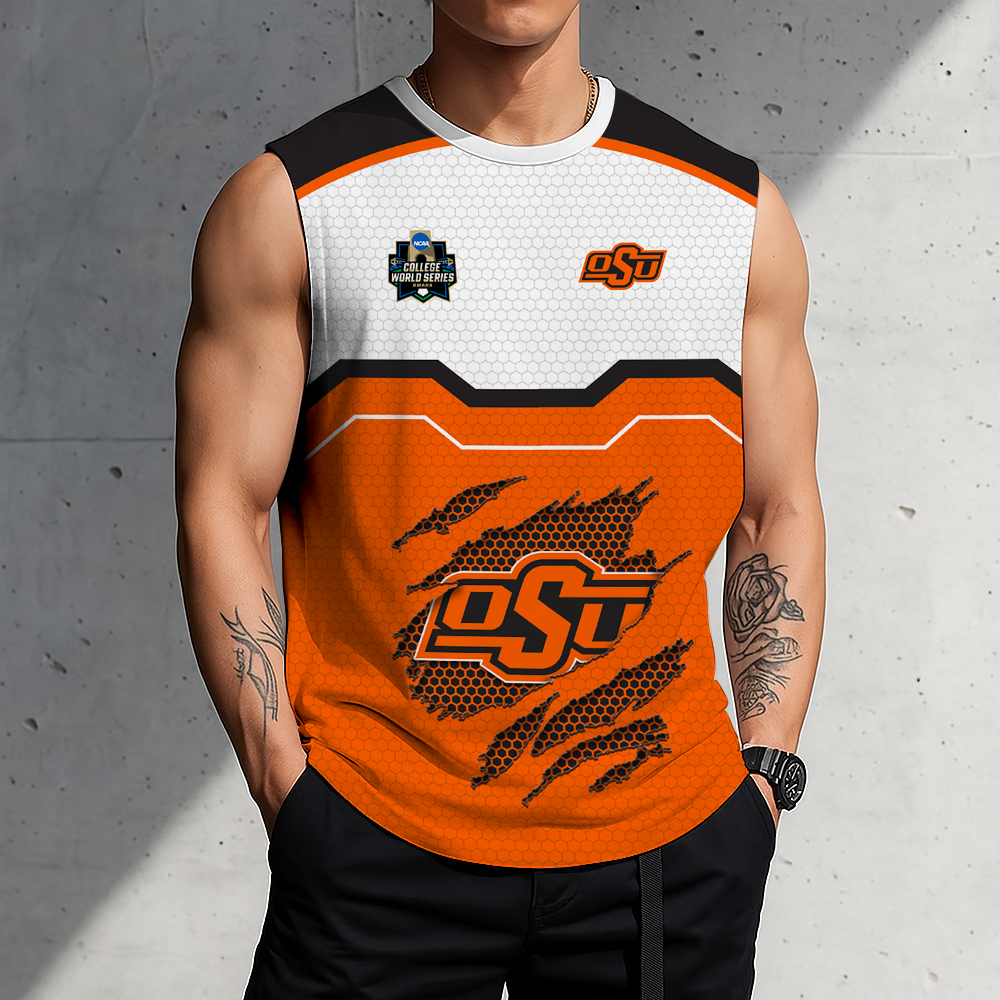 LIMITED EDITION - NEW CUSTOMIZED NCAA CWS19 OSC OKLAHOMA STATE COWBOYS MEN'S GYM SHIRT