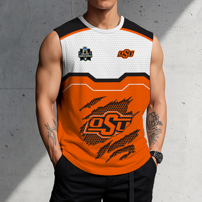 LIMITED EDITION - NEW CUSTOMIZED NCAA CWS19 OSC OKLAHOMA STATE COWBOYS MEN'S GYM SHIRT
