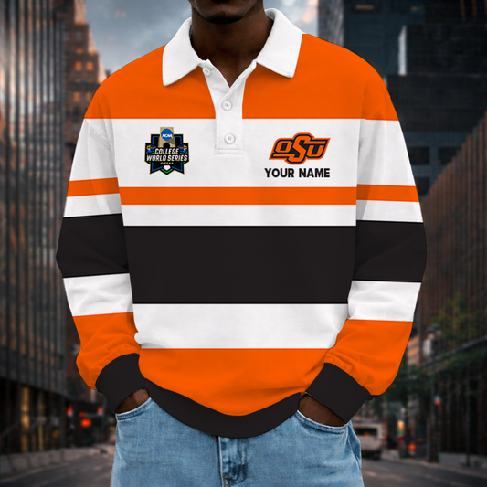 MEGA SALE - NEW CUSTOMIZED CWS NCAA19 OSC OS COWBOYS UNISEX LONG SLEEVE POLO