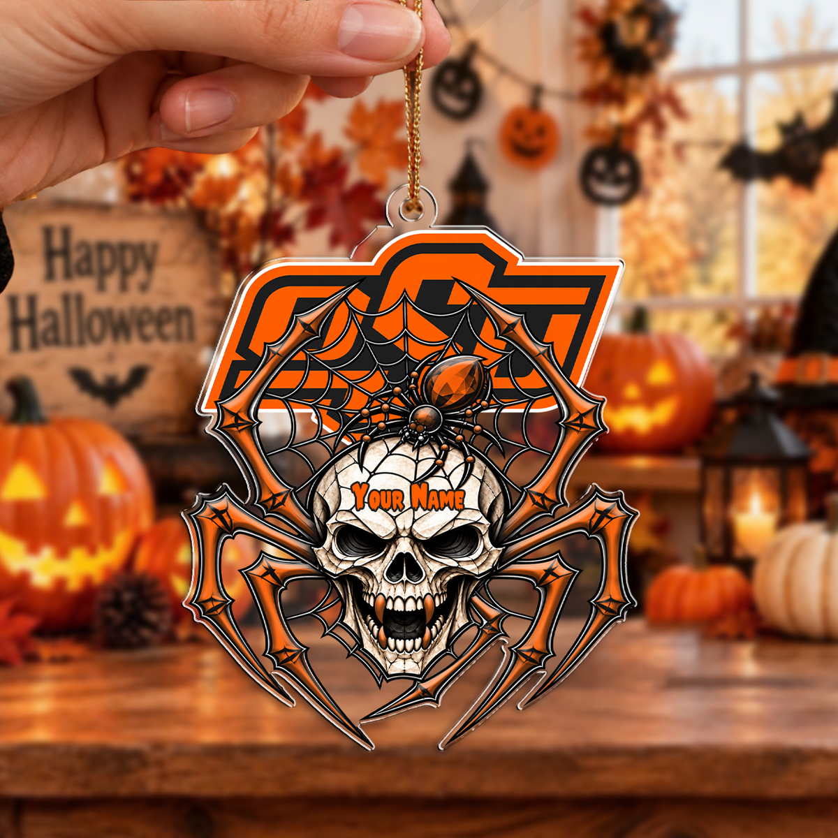 FINAL SALE - NEW CUSTOMIZED NCAA CWS19 OSC OKLAHOMA STATE COWBOYS HALLOWEEN ACRYLIC ORNAMENT