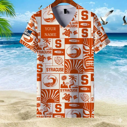 LIMITED EDITION - NEW CUSTOMIZED NCAA MAM19 SYO SY ORANGE V-NECK FEMALE SHIRT