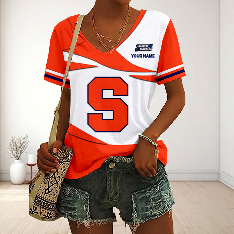 VIRAL EDITON - NEW CUSTOMIZED MAM NCAA19 SYO SY ORANGE V-NECK FEMALE SHIRT