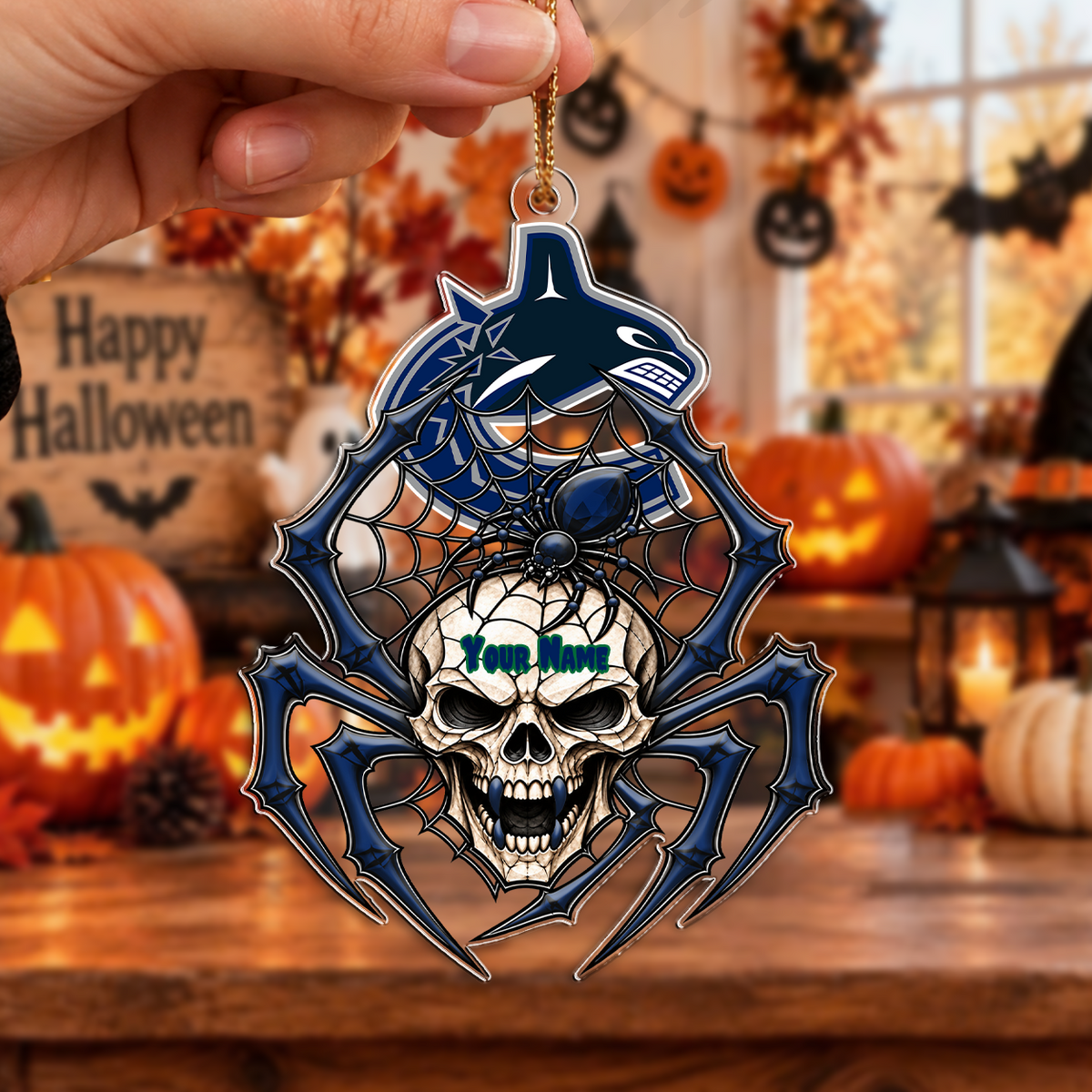 FINAL SALE - NEW CUSTOMIZED NHL19 VCC VANCOUVER CANUCKS HALLOWEEN ACRYLIC ORNAMENT