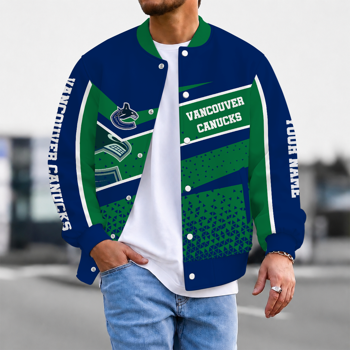 LIMITED EDITION - NEW CUSTOMIZED NHL19 VCC VANCOUVER CANUCKS SATIN VARSITY JACKET & BASEBALL JACKET