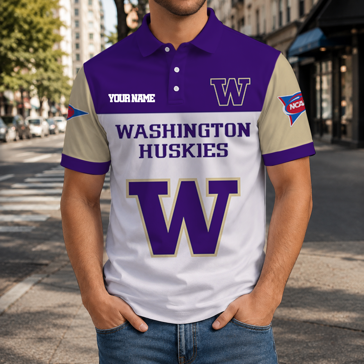 ELITE EDITION- NEW CUSTOMIZED NCAA FBS19 WSH WASHINGTON HUSKIES POLO SHIRT, ZIP POLO SHIRT & T-SHIRTS
