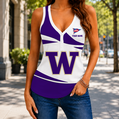 ELETE EDITION - NEW CUSTOMIZED NCAA FBS19 WSH WASHINGTON HUSKIES WOMEN'S V-NECK TANK TOP